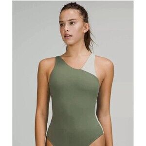 Lululemon Nulu Wundermost Asymetrical Bodysuit Size 2 XXS Color Block Tank Thong
